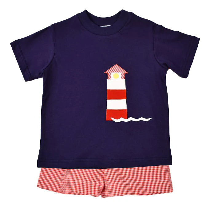 Funtasia Too Lighthouse/Red Seersucker Shorts Set