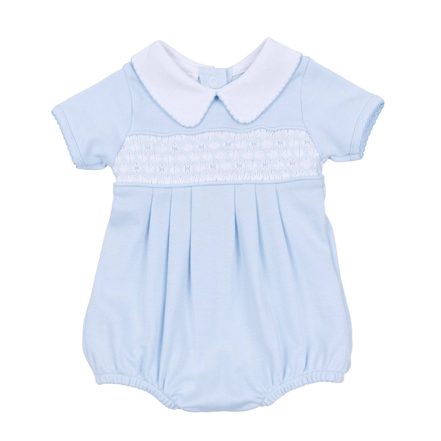 Magnolia Baby Walker's Classics Smocked Short Sleeve Bubble - Light Blue