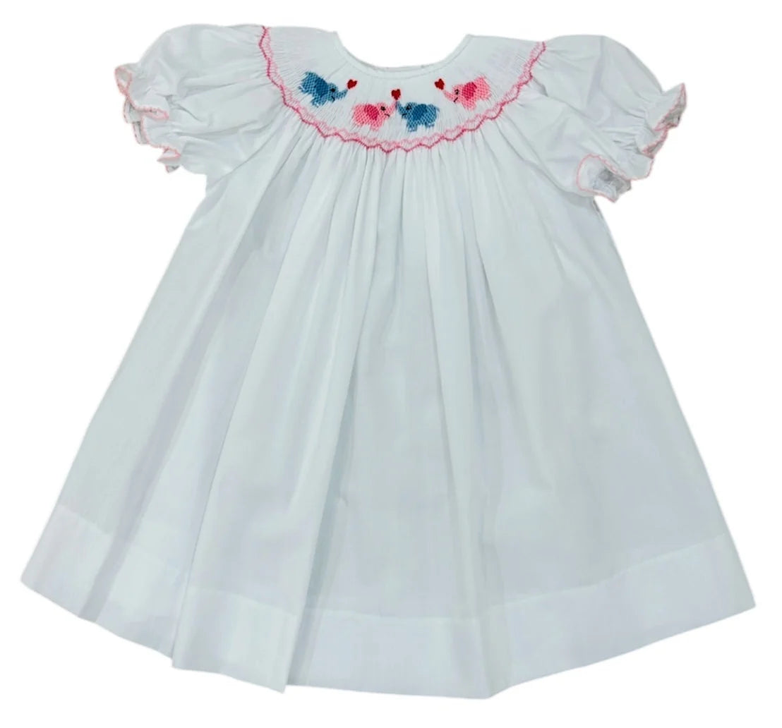 Lulu Bebe Emma Smocked Valentine Bishop Elephant Hearts
