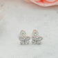 Sterling Silver Girls Screw-Back Pink Butterfly Earrings