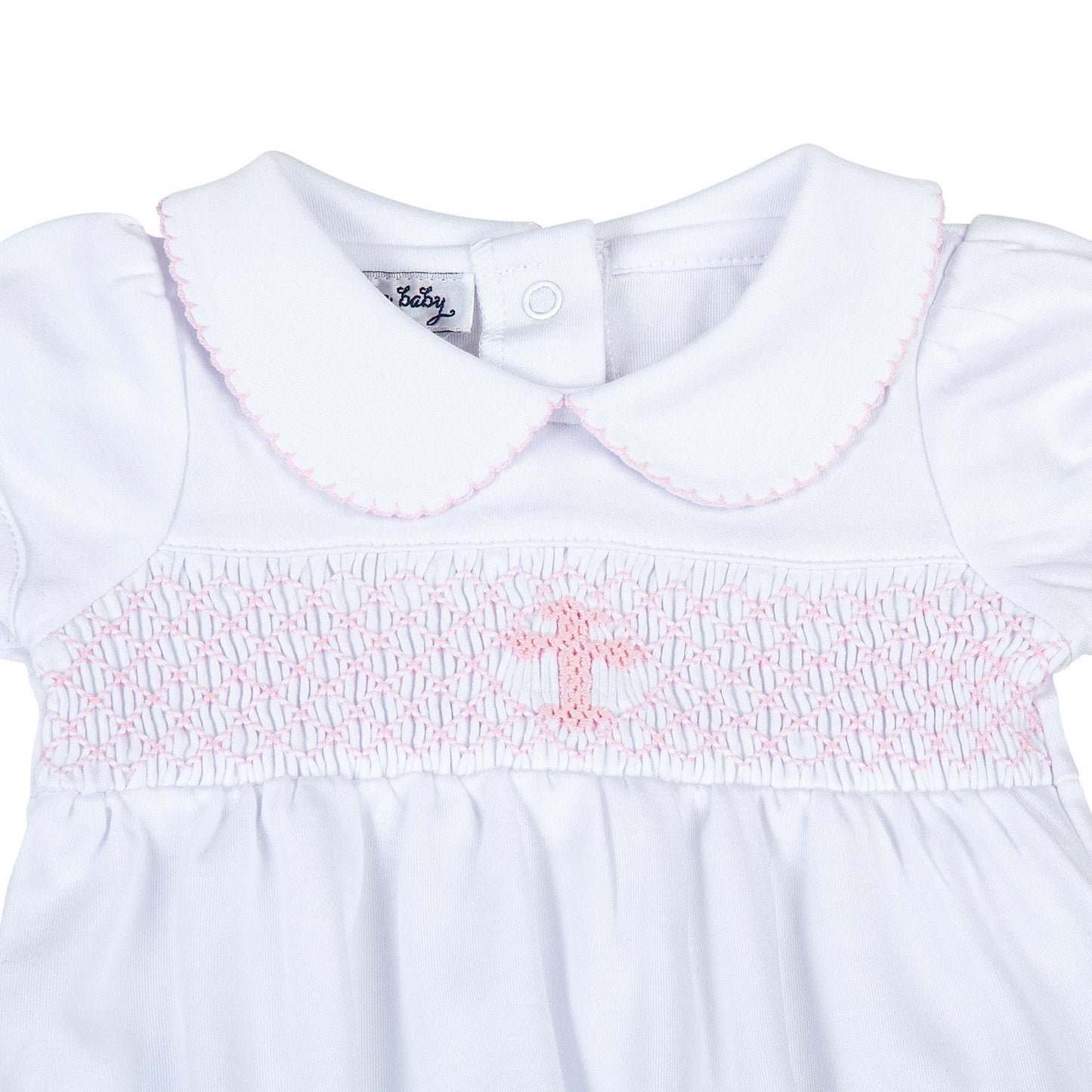 Magnolia Baby Blessed Smocked Collared Short Sleeve Bubble - Pink