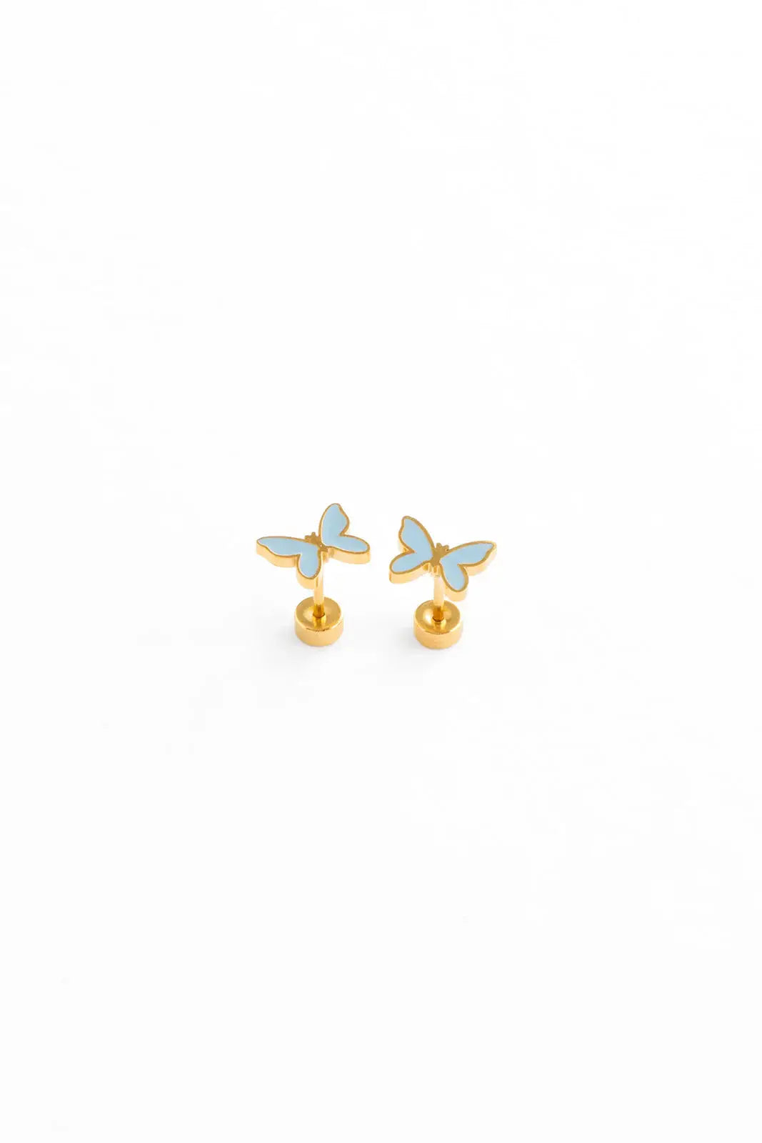 Pip Pop Post Enamel Butterfly Stud Earrings - Hypoallergenic, Flat Back