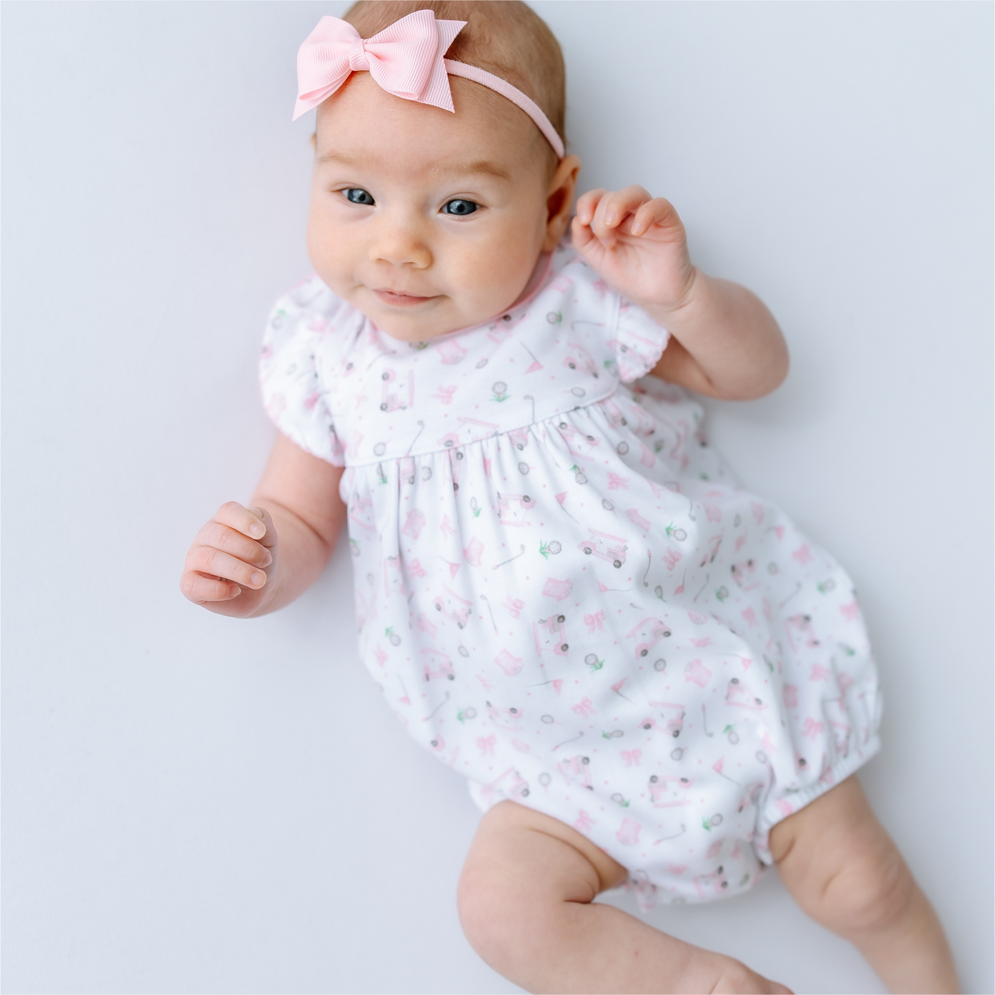 Magnolia Baby Little Golfer Print Bubble--Pink