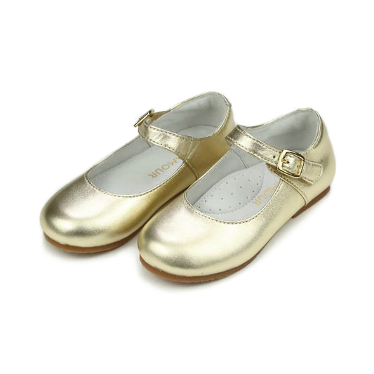 L'Amour Rebecca Dressy Flat Gold Shoes