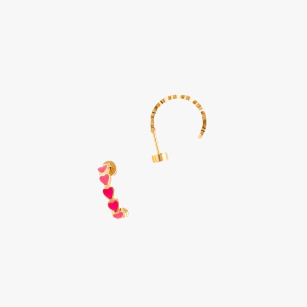 Pip Pop Post Neon Heart Huggie Stud Earrings - Hypoallergenic, Flat Back