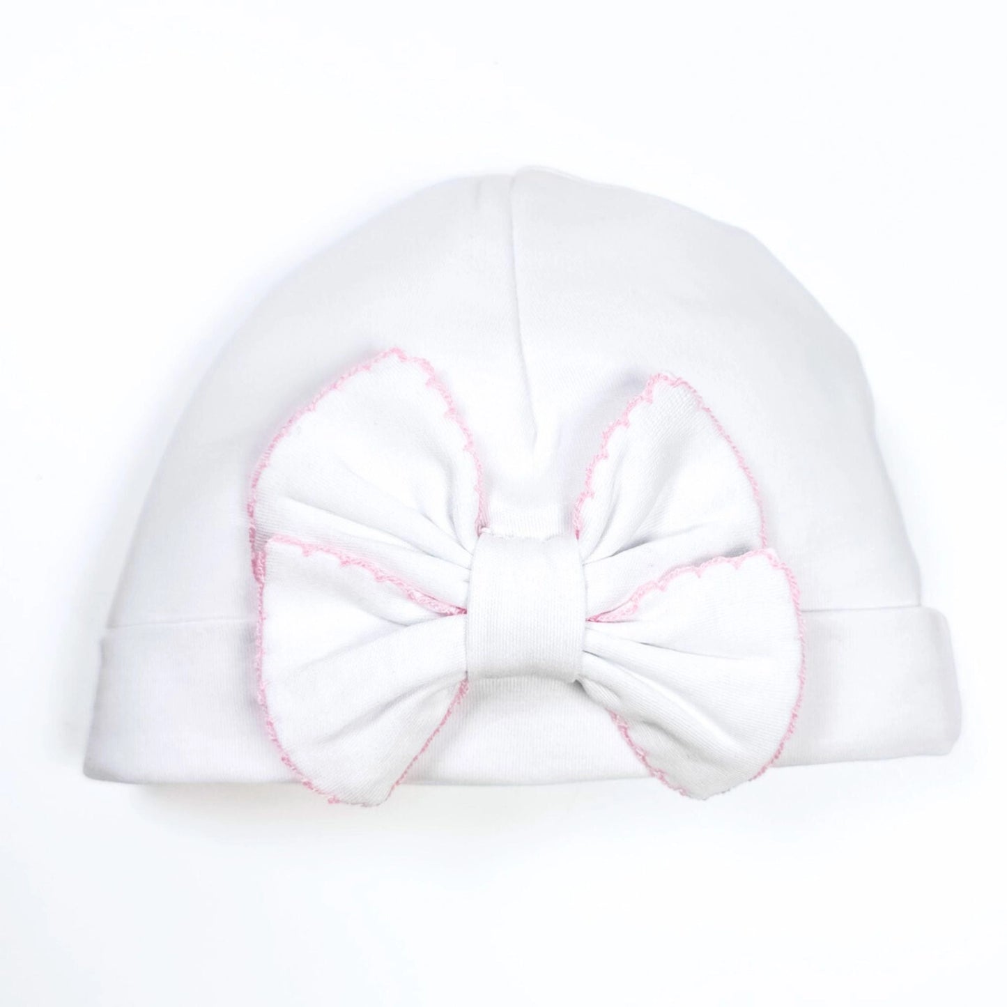 Magnolia Baby Essentials Solid Bow Hat-White/Pink