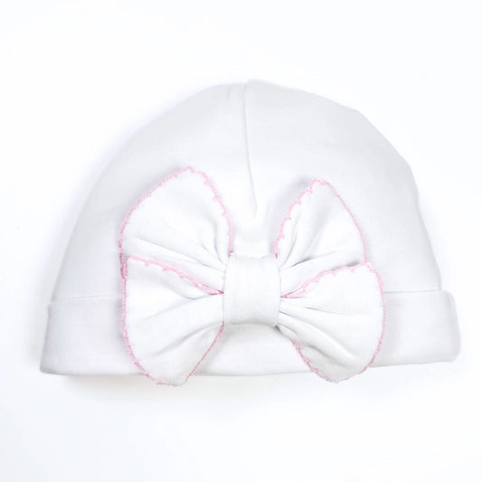 Magnolia Baby Essentials Solid Bow Hat-White/Pink