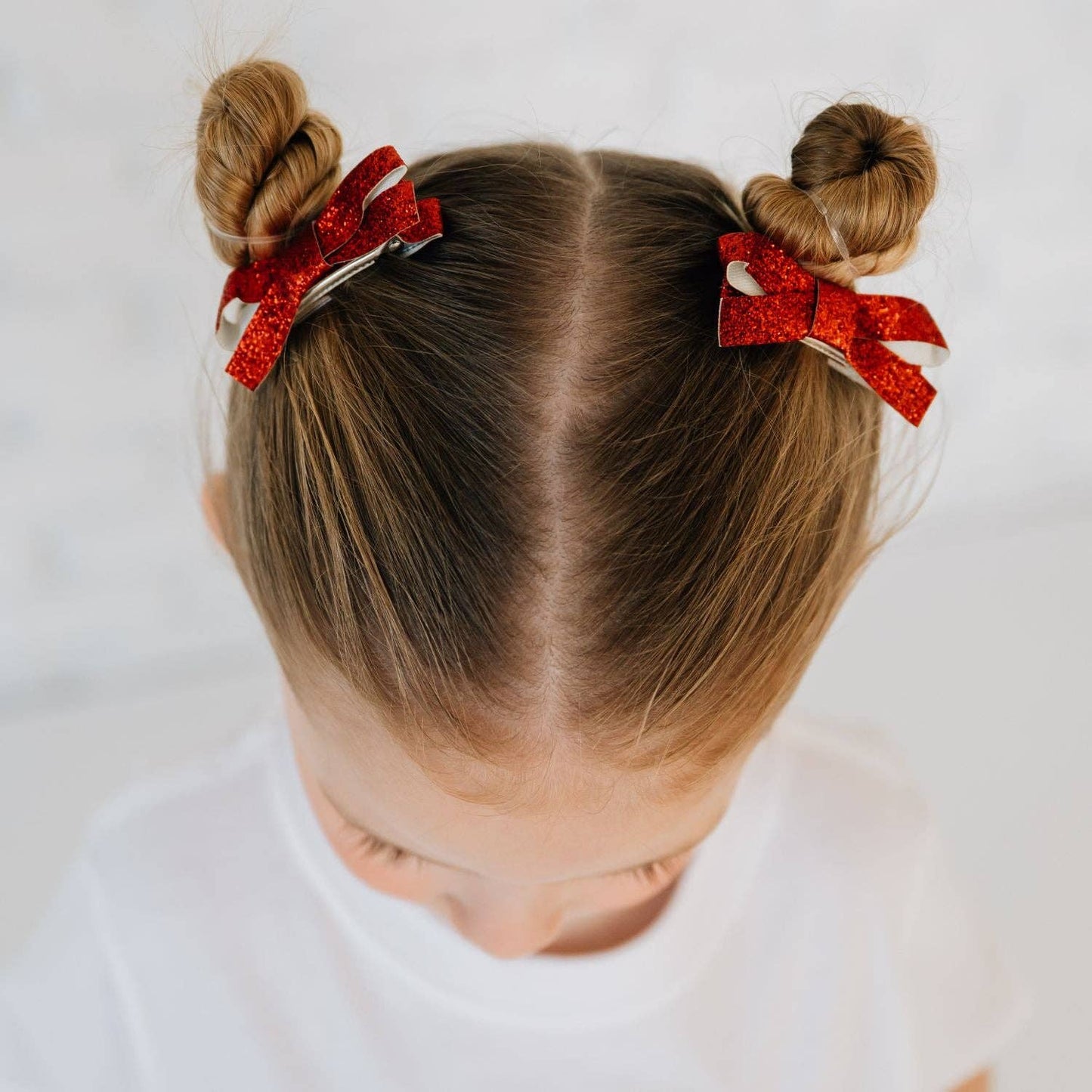 Red Glitter Bow Clip Set - Fourth of July - Kids Hair