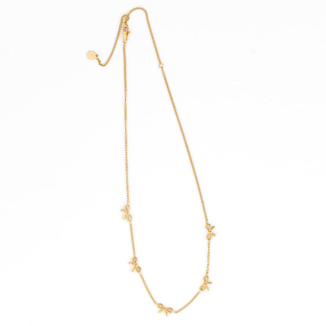 Pip Pop Post Bow Repeat Necklace Earrings - Hypoallergenic, Girl Gift