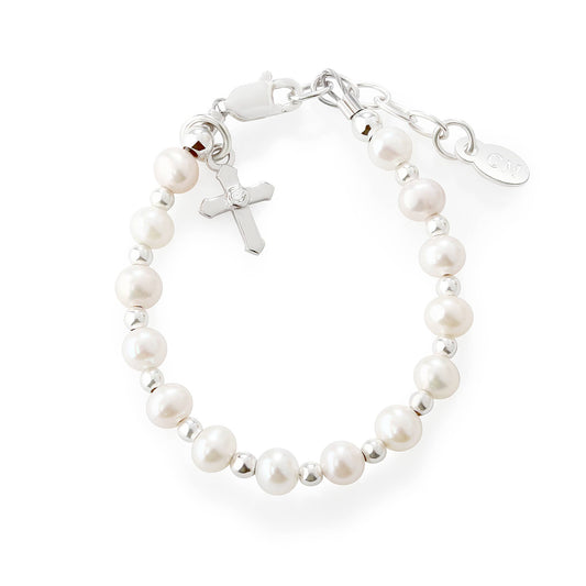 Girls Silver Baby Cross Bracelet Baptism & Communion Gift