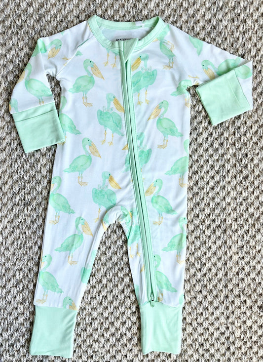 Sweet Bay Clothing Pelican Zipper Onesie Pajama--Mint
