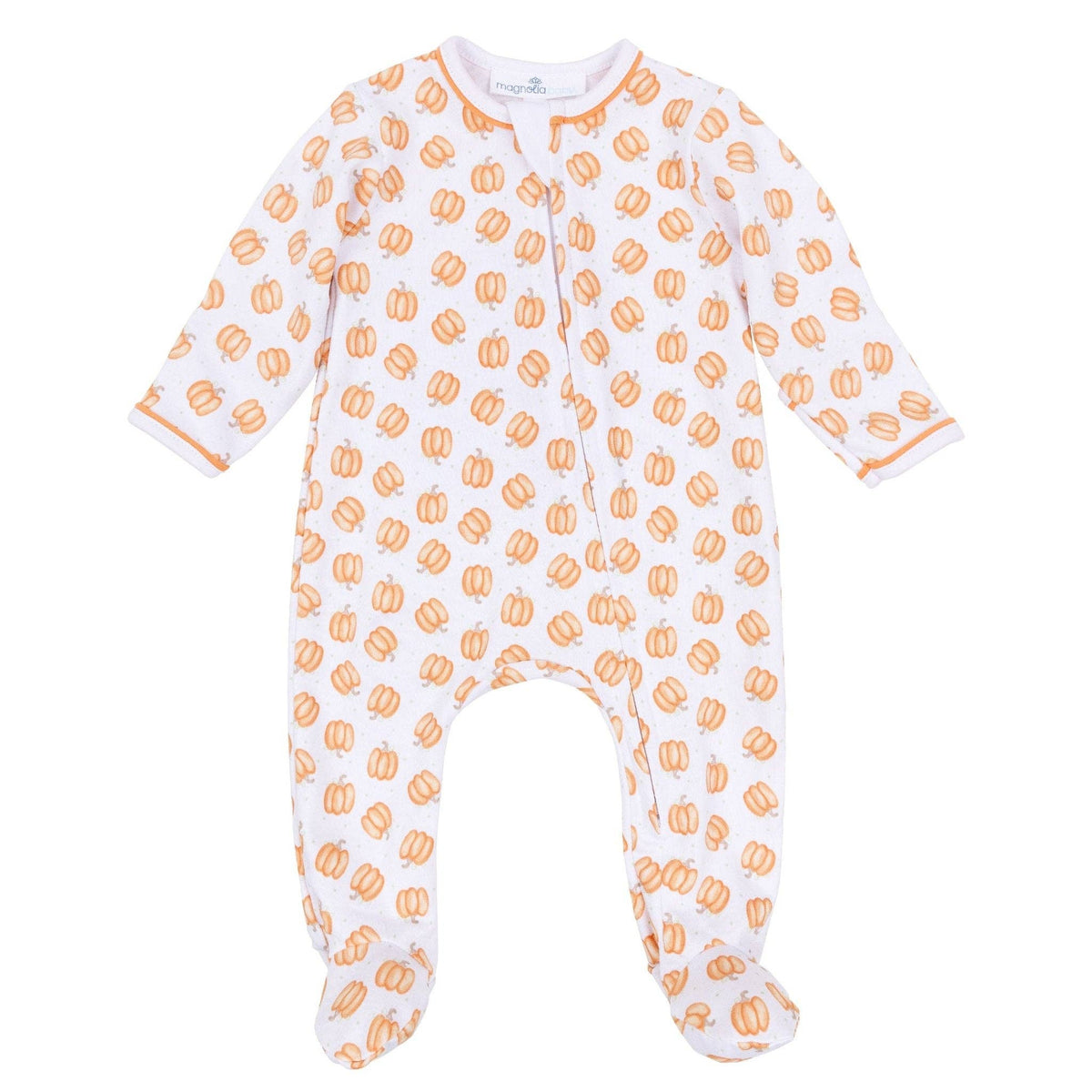 Magnolia Baby Baby Pumpkin Print Zip Footie