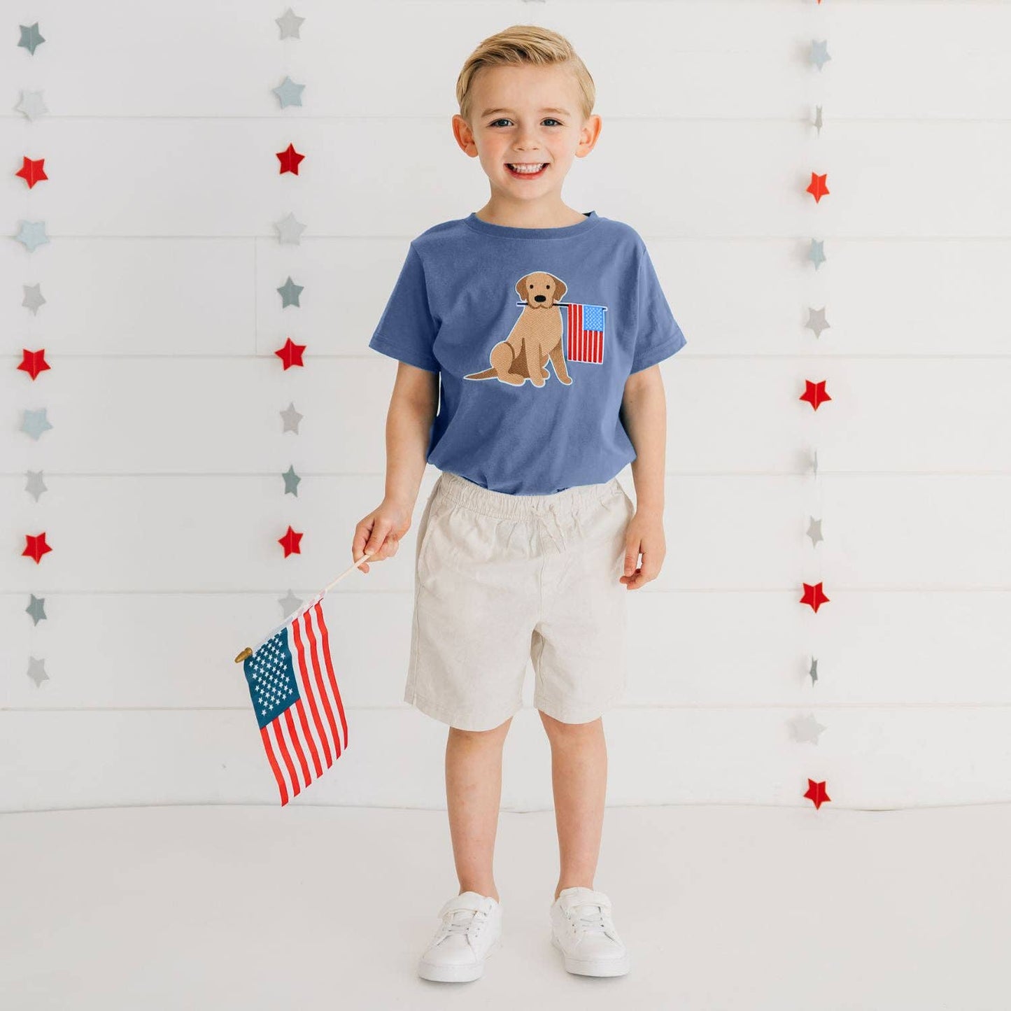 Sweet Wink Patriotic Pup Patch Short Sleeve T-Shirt - Fourth of July
