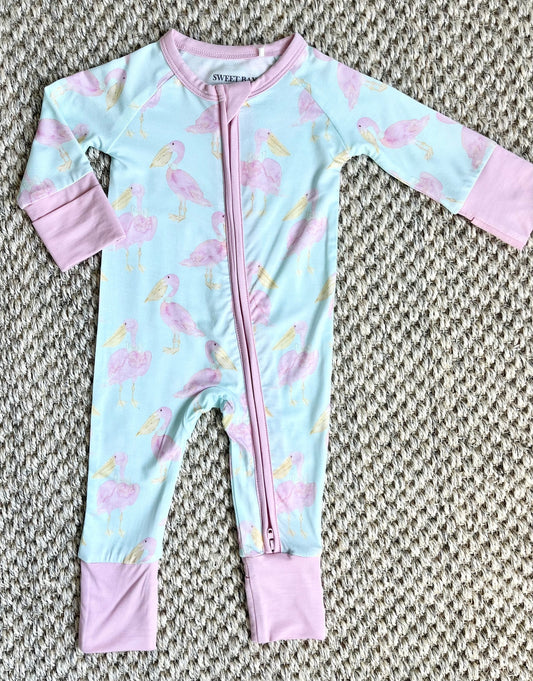 Sweet Bay Clothing Pelican Zipper Onesie--Pink