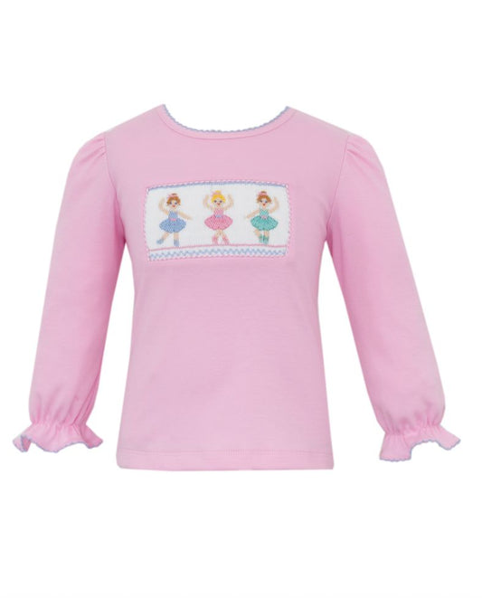 Anavini Ballerinas Pink Knit Girls L/S T-Shirt