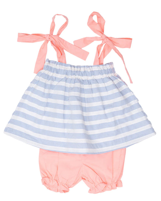 The Oaks Wrenley Blue and White Stripe Bloomer Set