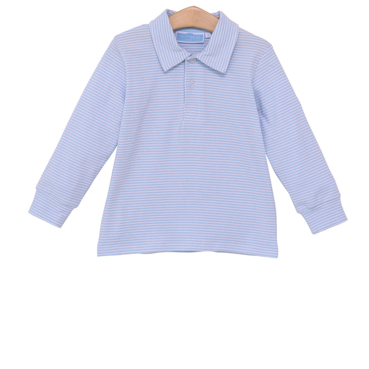 Trotter Street Jackson Polo- Light Blue Stripe