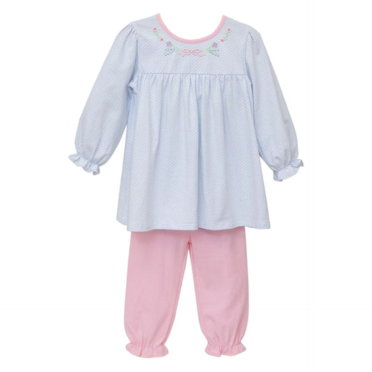 Trotter Street Floral Embroidery Pants Set