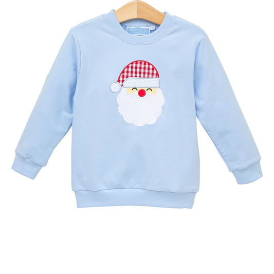 Trotter Street French Terry Pullover--Santa (Light Blue)