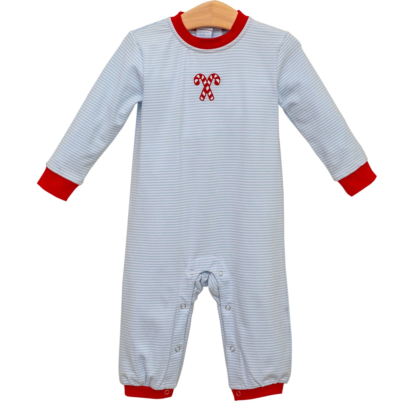 Trotter Street Candy Cane Embroidery Romper