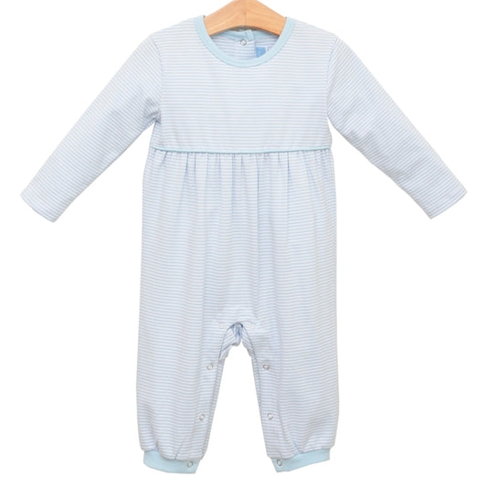 Trotter Street Bennett Romper-Light Blue Stripe