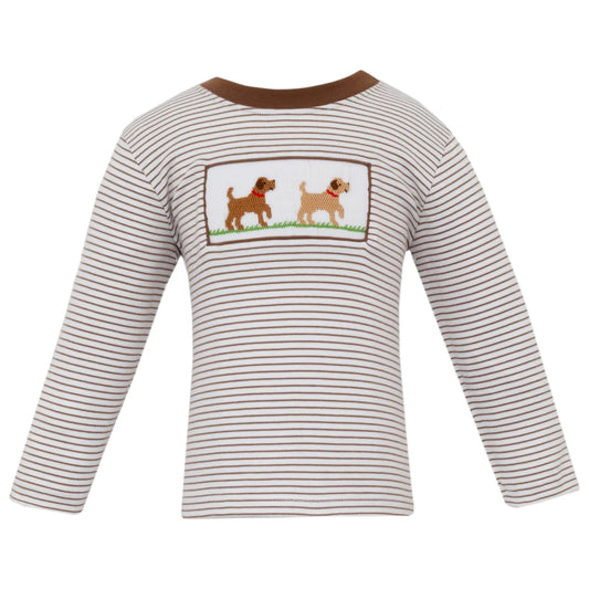 Anavini Labrador Brown Knit Stripe Boy's L/S T-Shirt