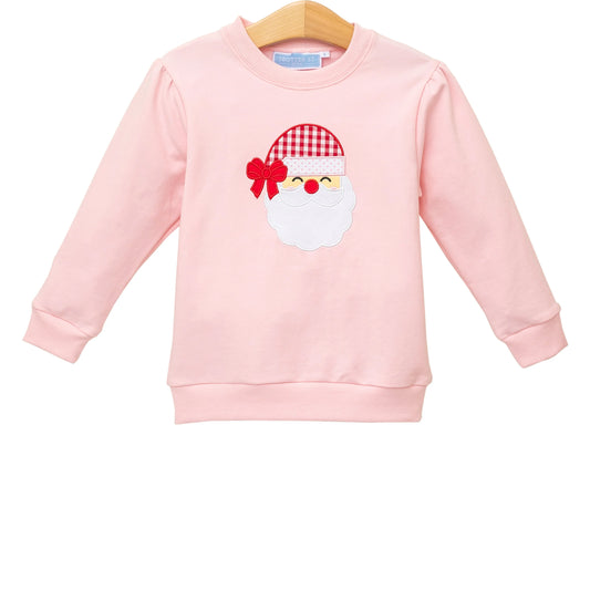 Trotter Street French Terry Pullover--Santa (Light Pink)
