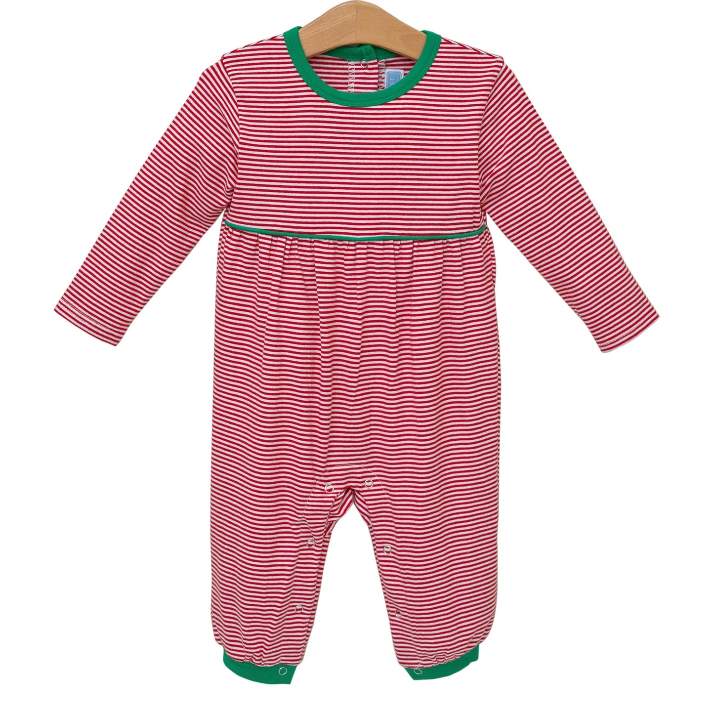 Trotter Street Bennett Romper-Red Stripe/Green