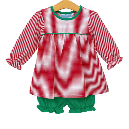 Trotter Street Ellie Bloomer Set-Red Stripe/Green