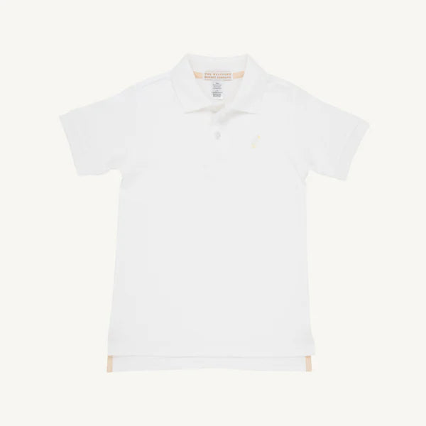 Beaufort Bonnet Prim and Proper Pima Onesie--Worth Ave White/Wood Boat Blue