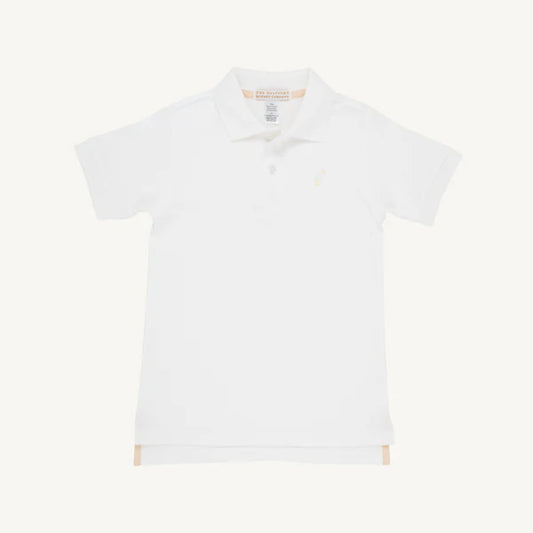Beaufort Bonnet Prim and Proper Pima Onesie--Worth Ave White/Wood Boat Blue