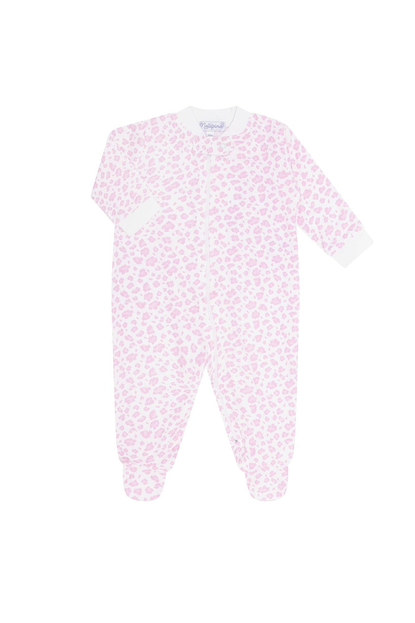 Nellapima Pink Cheetah Print Zipper Footie