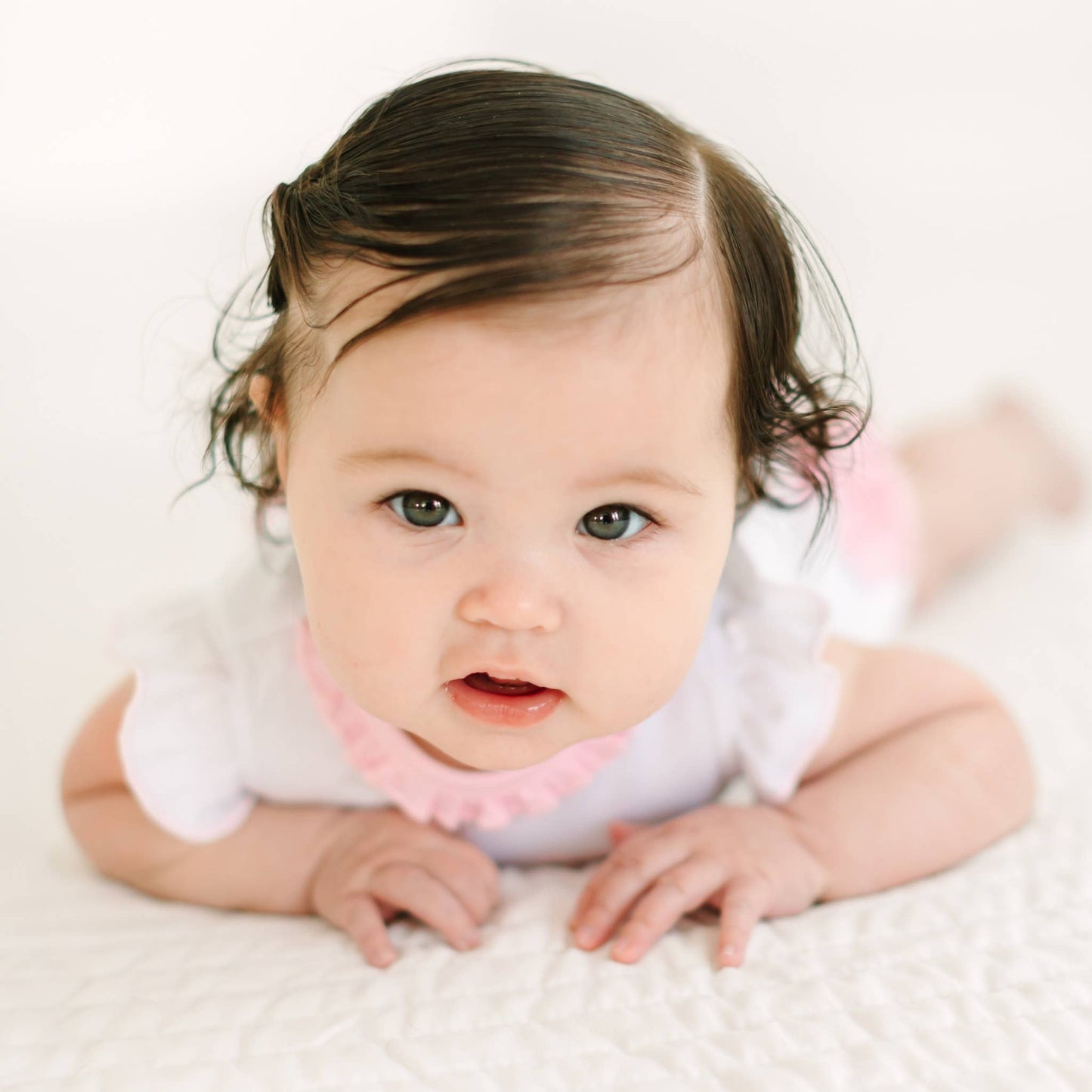 Magnolia Baby Gator Applique Ruffle Bubble - Pink