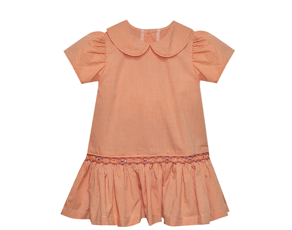 Southern Saturday Remember Nguyen Tiger Orange/Purple Smocked Dress