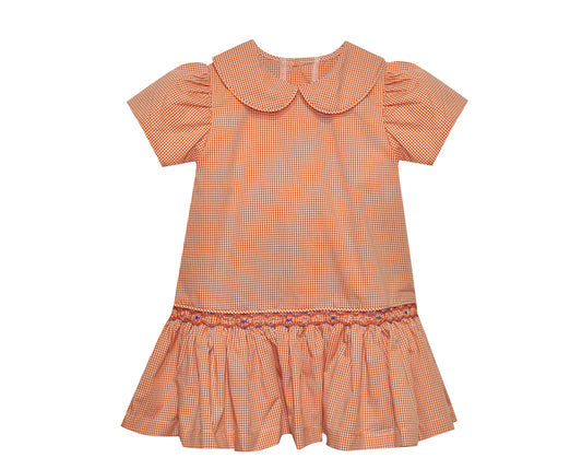 Southern Saturday Remember Nguyen Tiger Orange/Purple Smocked Dress