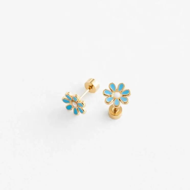 Pip Pop Post Daisy Stud Earrings - Hypoallergenic, Flat Back, Girl Gift