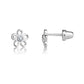 Sterling Silver Kids Screw-Back Outline Daisy Earrings Clear