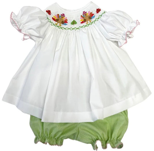 LuLu BeBe Emma Turkey Smocked Bloomer Set