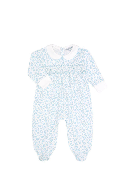 Nellapima Blue Cheetah Print Smocked Footie