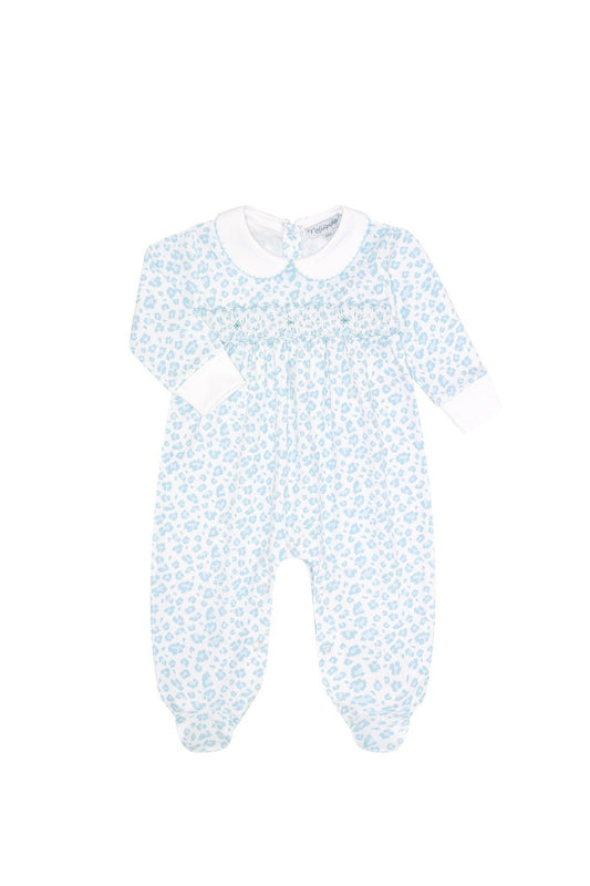 Nellapima Blue Cheetah Print Smocked Footie