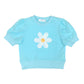 Lulu Bebe Daisy Sequin Puff Sleeve Top Aqua