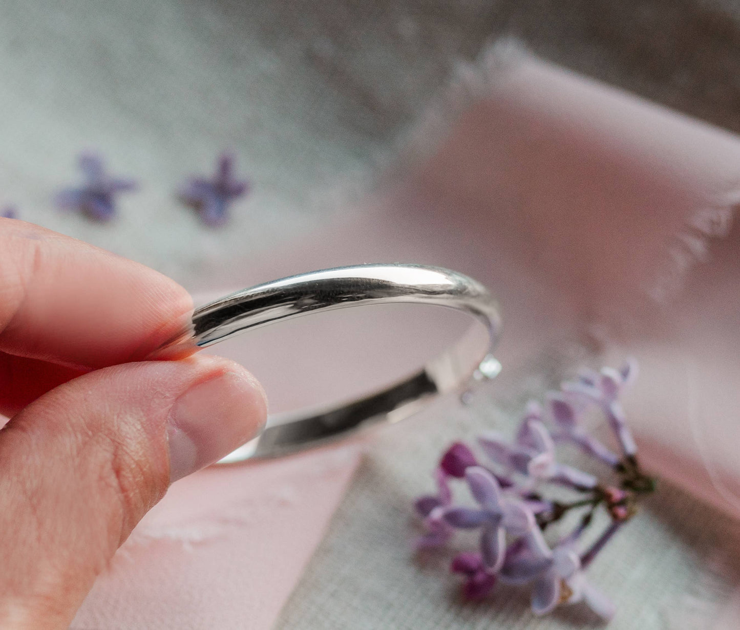 Classic Silver Bangle Bracelets for Babies, Kids or Women