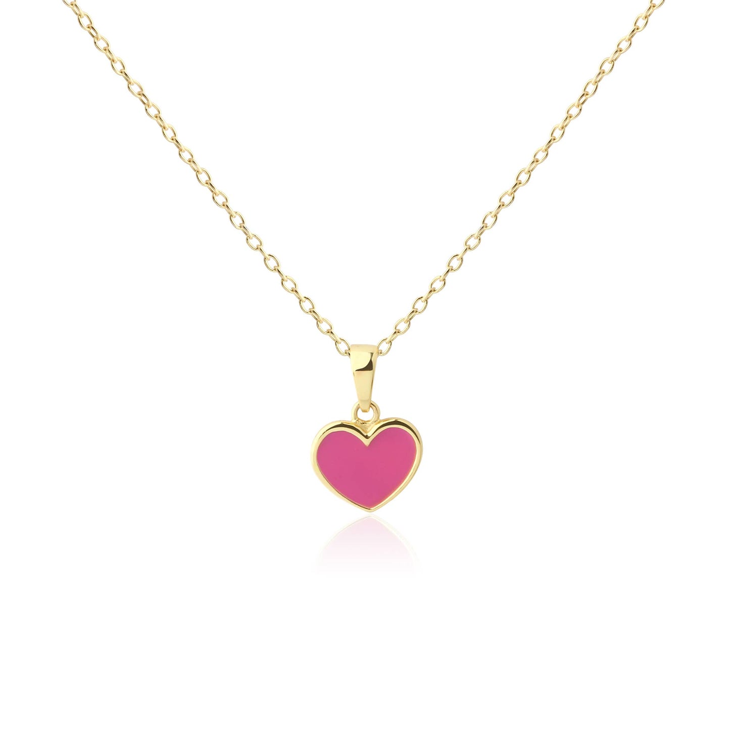 Children's 14K Gold-Plated Fuchia Pink Heart Necklace, Kids