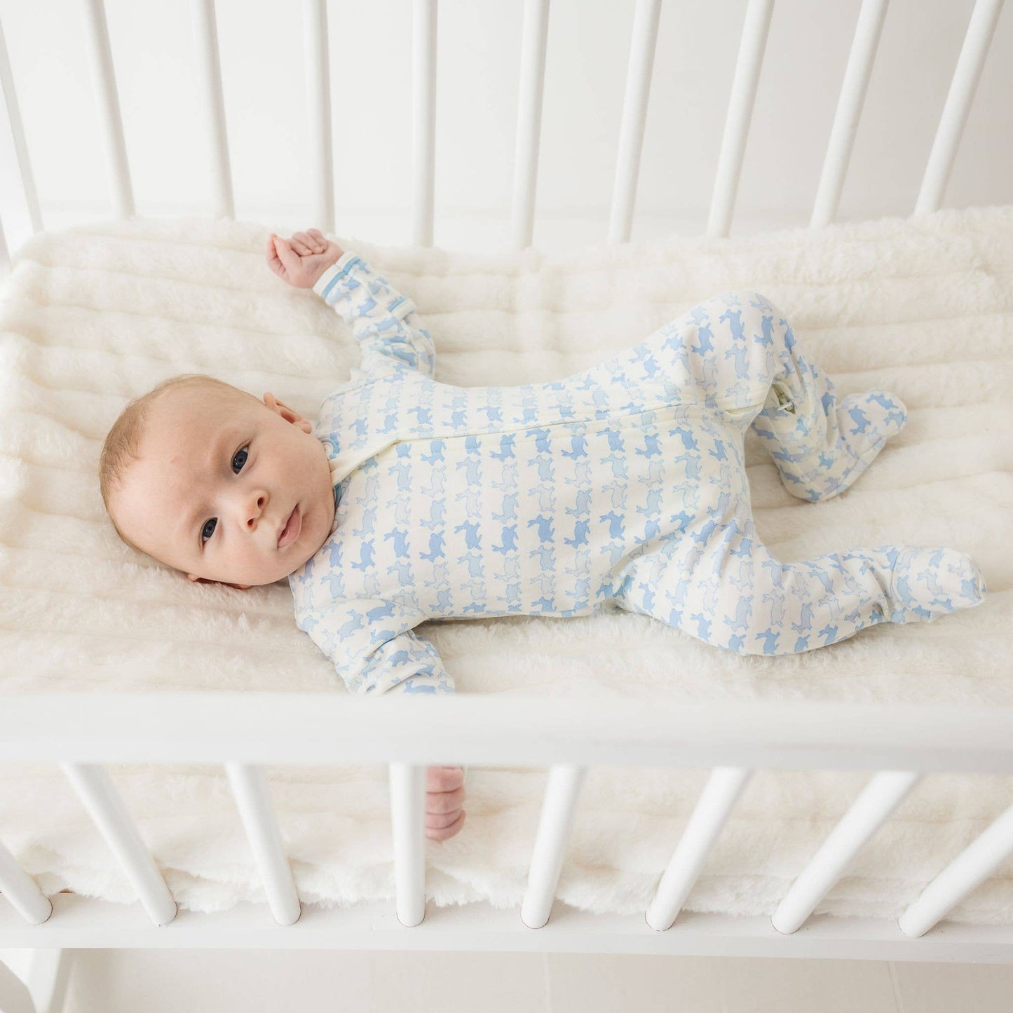 Magnolia Baby Bunny Hop Zip Footie - Sky