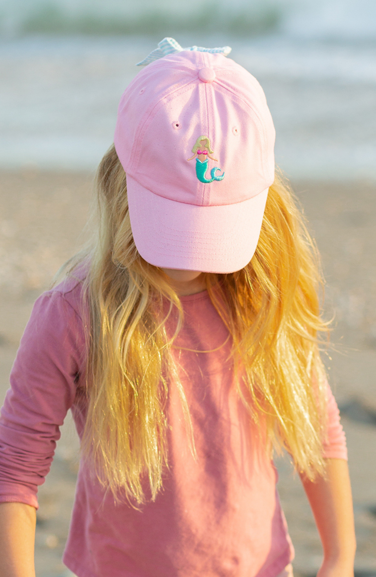 Bits and Bows Pink Mermaid Bow Baseball Hat