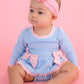 Rufflebutts Baby Girls Periwinkle Blue Seersucker Long Sleeve One Piece Bow Peplum Rash Guard Swimsuit with Signature Rear Ruffles