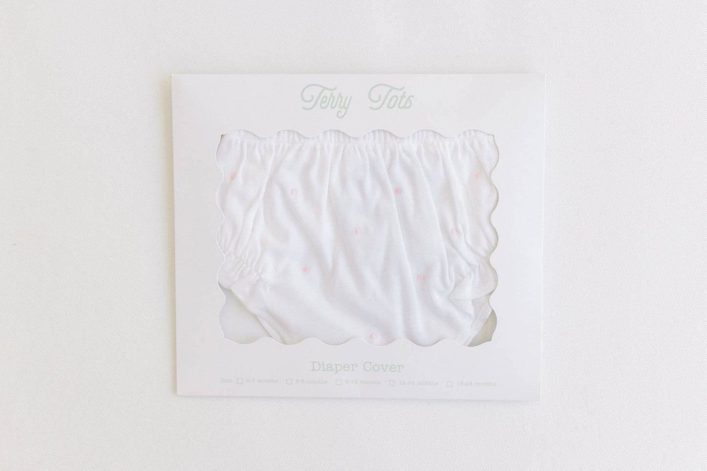 Terry Tots Diaper Cover - Pink Embroidered Dots