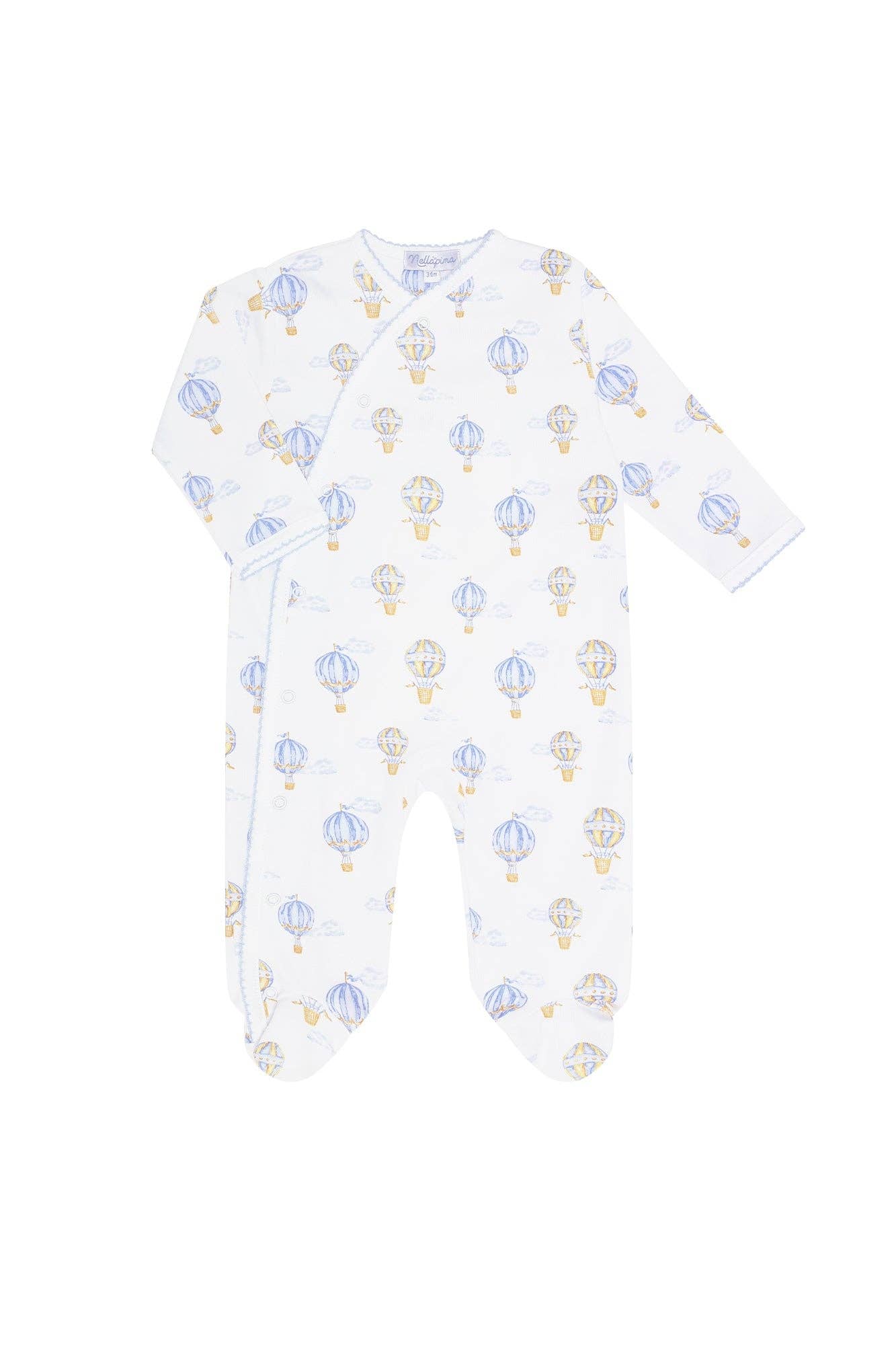Nellapima Blue Balloons Print Crossover Footie