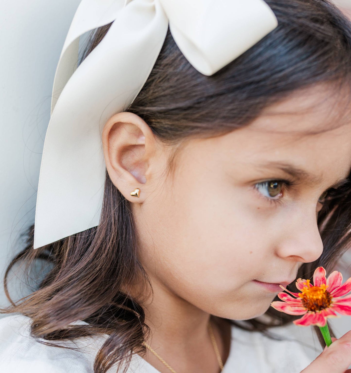 Kids 14K Gold Puff Heart Earrings