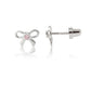 Girls Sterling Silver Pink Bow Screw Back Earrings for Kids